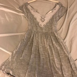 Grey dress with lace front and knotted back